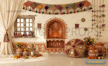 ROYAL RUSTIC ETHNIC FOLK ART FESTIVE DECOR PHOTOSHOOT BACKDROP - PRINTED BACKDROP