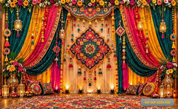 VIBRANT MULTICOLOR FLORAL DRAPE BOHO FESTIVE - PRINTED BACKDROP
