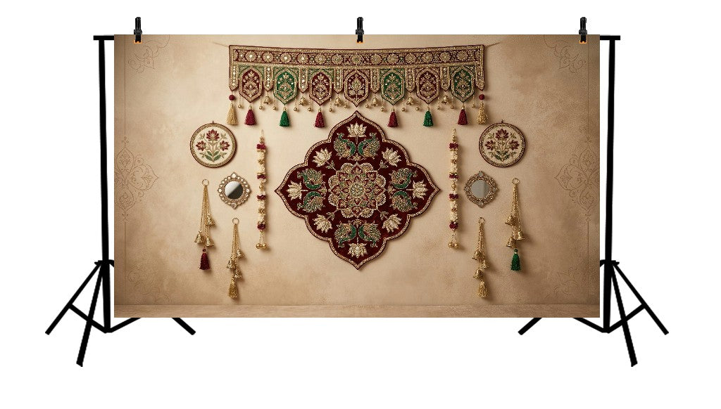 ROYAL BURGUNDY FLORAL MANDALA HANGING DECOR PRINTED BACKDROP