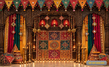 ROYAL MULTICOLOR TRADITIONAL TEXTILE HAVELI FESTIVE - PRINTED BACKDROP