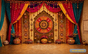 ROYAL MULTICOLOR DRAPED MANDALA FESTIVE PALACE SETUP - PRINTED BACKDROP