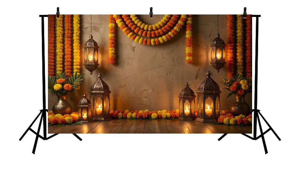 MARIGOLD LANTERN FESTIVE DIWALI - PRINTED BACKDROP