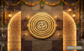 GOLDEN OM MANDALA DIWALI FESTIVE - PRINTED BACKDROP