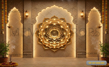 GOLDEN LOTUS MANDALA DIWALI FESTIVE - PRINTED BACKDROP