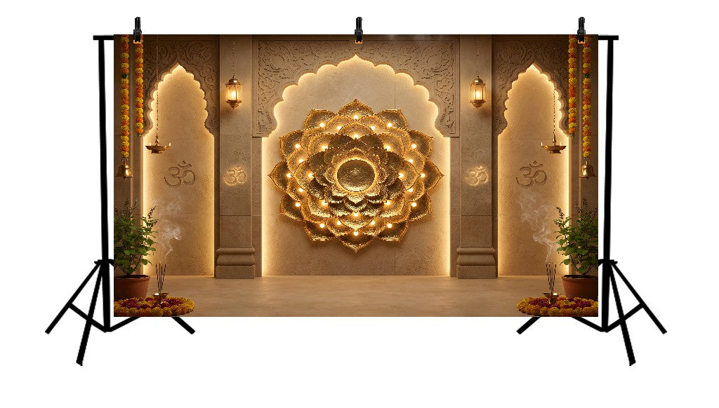 GOLDEN OM MANDALA DIWALI FESTIVE - PRINTED BACKDROP