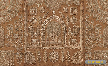 RUSTIC BROWN MANDALA PEACOCK ART BACKDROP - PRINTED BACKDROP
