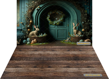 BLUE DOOR WITH FLOWERS + WOODEN TEXTURE BACKDROPS