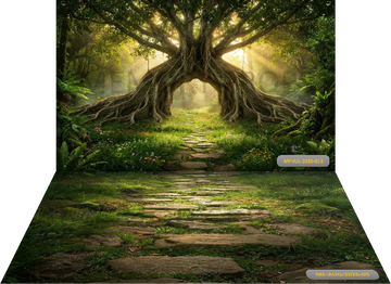 ENCHANTED ANCIENT BANYAN TREE FOREST PATH+ WITH FLOOR - PRINTED BACKDROP