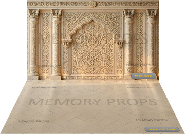 ROYAL IVORY FLORAL CARVED PALACE + WITH FLOOR - PRINTED BACKDROP