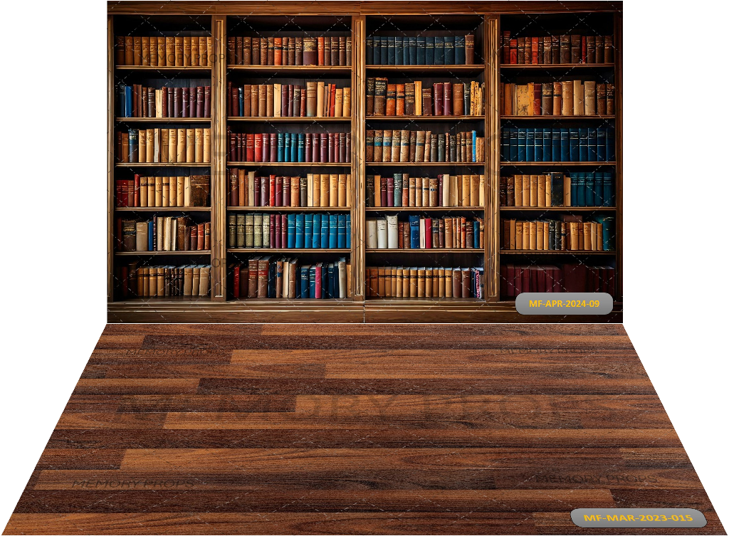 Library Shelves And Books Wooden Texture Backdrops