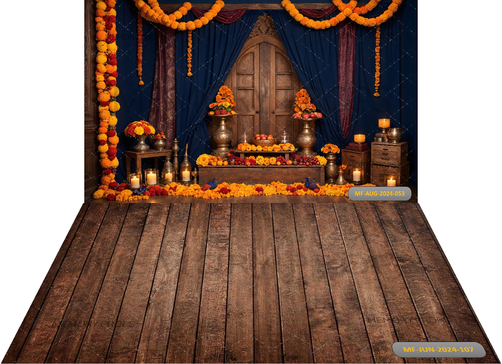 Amber Glow Entrance Wooden Texture Backdrops