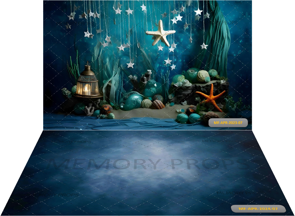 10x8ft photo backdrop, starfish coastal soft polyester... Starfish Beach + Blue Portrait Backdrops