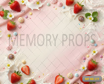 STRAWBERRY SWEET TREATS PASTEL - PRINTED BACKDROP