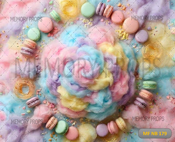 PASTEL COTTON CANDY MACARONS SWEET SHOP - PRINTED BACKDROP