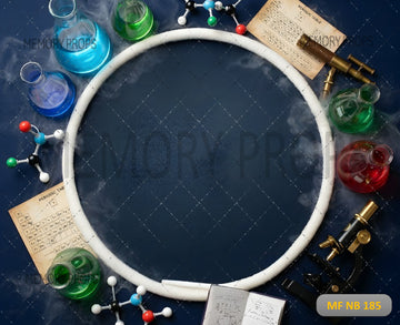 SCIENCE LAB MICROSCOPE NEWBORN FLATLAY  - PRINTED BACKDROP