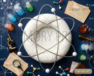 SCIENCE LAB ATOM NEWBORN FLATLAY - PRINTED BACKDROP