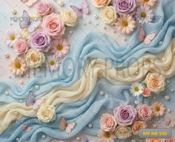 DREAMY PASTEL FLORAL & FLOWING FABRIC - PRINTED BACKDROP