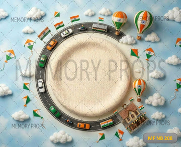 PATRIOTIC TRICOLOR ROAD ADVENTURE BABY NEST BACKDROP - PRINTED BACKDROP