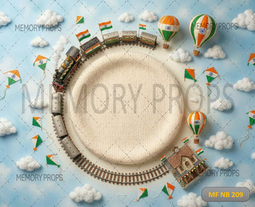 TRICOLOR PATRIOTIC TRAIN JOURNEY NEWBORN NEST - PRINTED BACKDROP