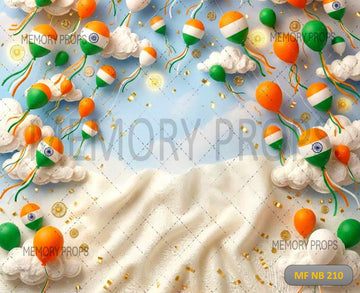 PATRIOTIC TRICOLOR BALLOON CELEBRATION BACKDROP - PRINTED BACKDROP