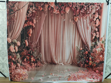 ELEGANT FLORAL DRAPE STAGE SETUP - PRINTED BACKDROP