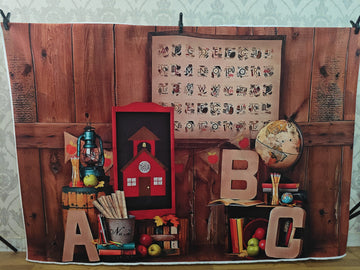 VINTAGE SCHOOL ALPHABET LEARNING SETUP - PRINTED BACKDROP