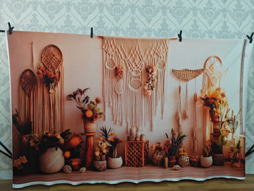 BOHO MACRAME FLORAL DECOR SETUP - PRINTED BACKDROP