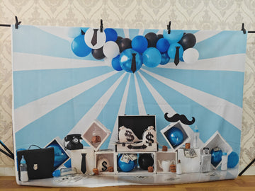 BOSS BABY BLUE MONEY THEME SETUP - PRINTED BACKDROP