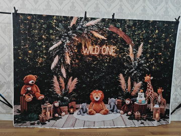 WILD ONE JUNGLE ANIMAL BIRTHDAY SETUP - PRINTED BACKDROP