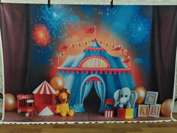 CIRCUS CARNIVAL TENT ANIMAL PARTY SETUP - PRINTED BACKDROP