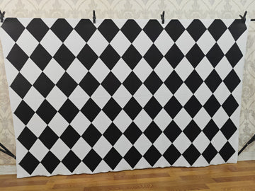 BLACK WHITE CHECKERED PATTERN SETUP - PRINTED BACKDROP