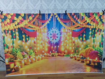 FESTIVE DIYA LIGHT DECOR CELEBRATION SCENE - PRINTED BACKDROP