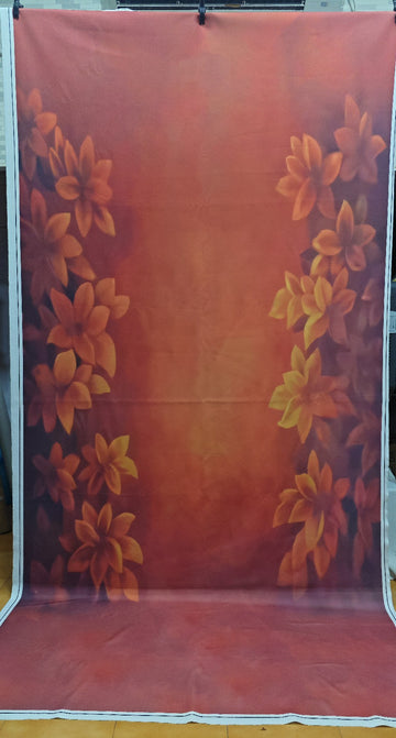 ELEGANT ORANGE FLORAL GRADIENT PORTRAIT BACKDROP - PRINTED BACKDROP