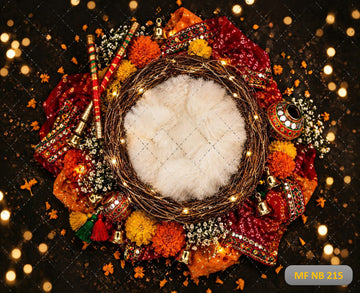 FESTIVE MARIGOLD TWILIGHT BABY NEST - PRINTED BACKDROP  SMALL NAME