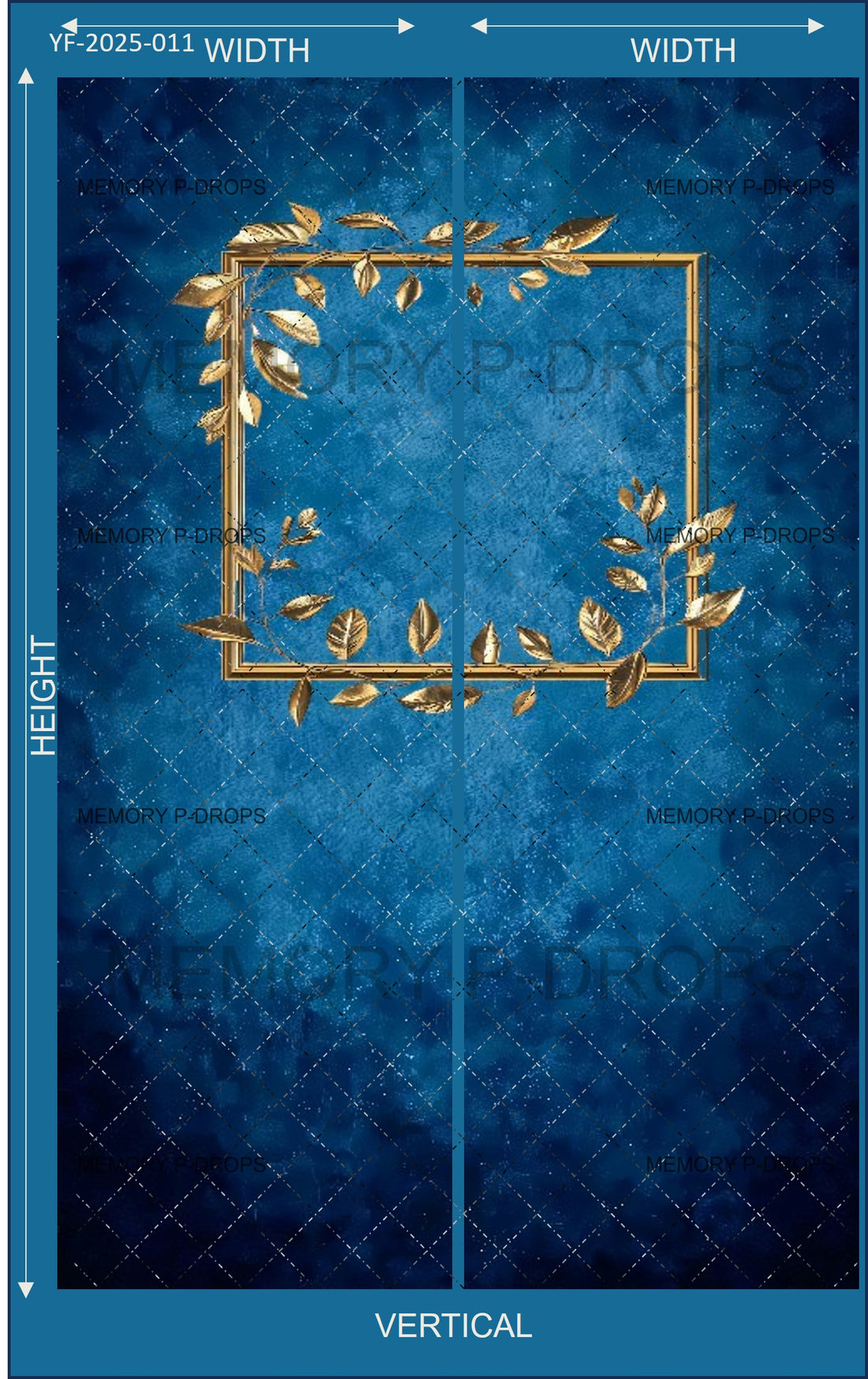 BLUE RECTANGLE PHOTO FRAME PRINTED BACKDROP