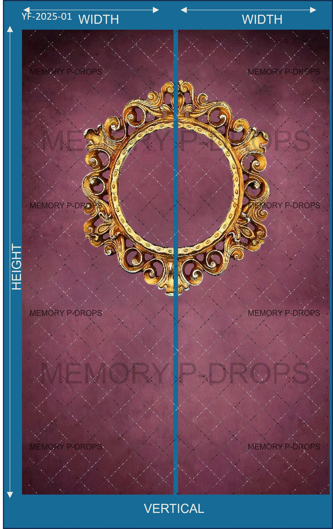 GOLDEN OVEL PHOTO FRAME PRINTED BACKDROP