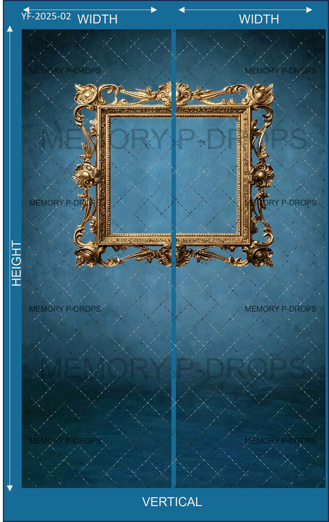 BLUE RECTANGLE PHOTO FRAME PRINTED BACKDROP