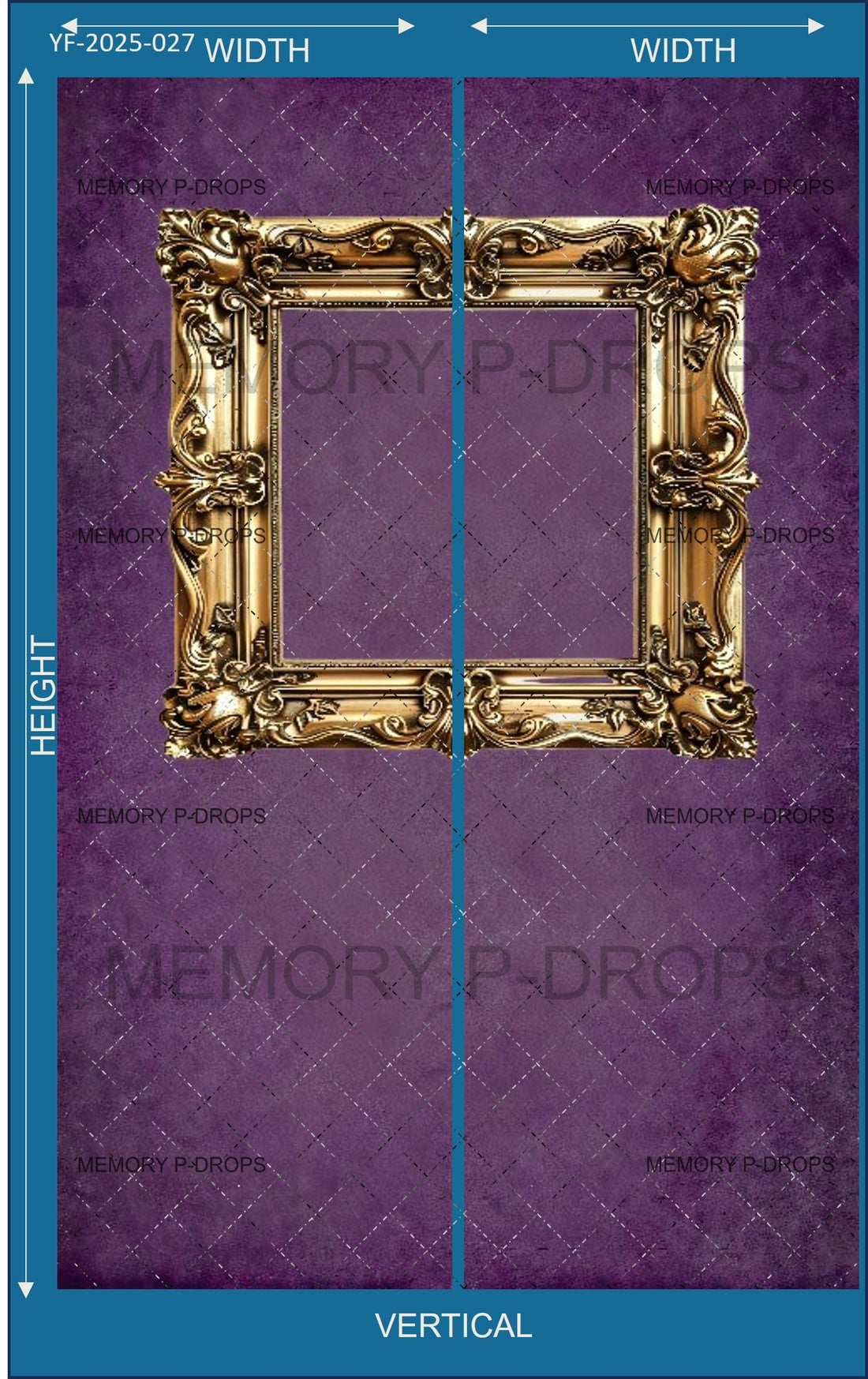 GOLDEN ANTIQUE MIRROR PHOTO FRAME PRINTED BACKDROP