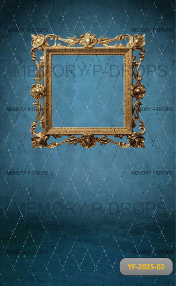 BLUE RECTANGLE PHOTO FRAME PRINTED BACKDROP
