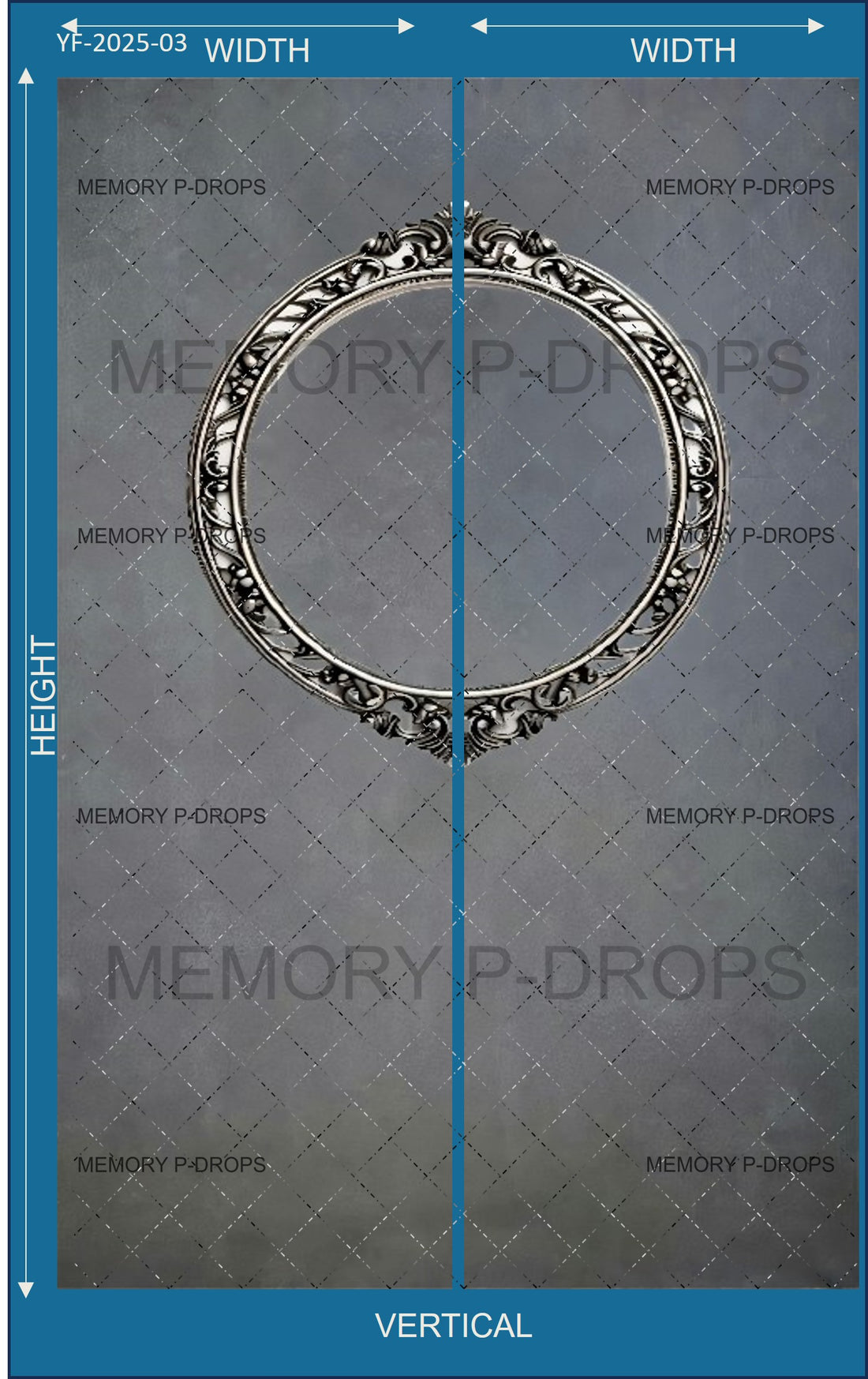 GREY OVEL PHOTO FRAME PRINTED BACKDROP