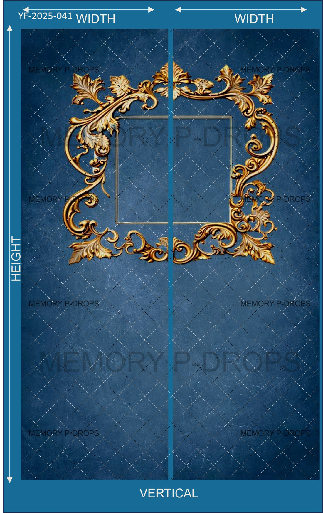 REGAL GREEN ORNATE PHOTO FRAME PRINTED BACKDROP