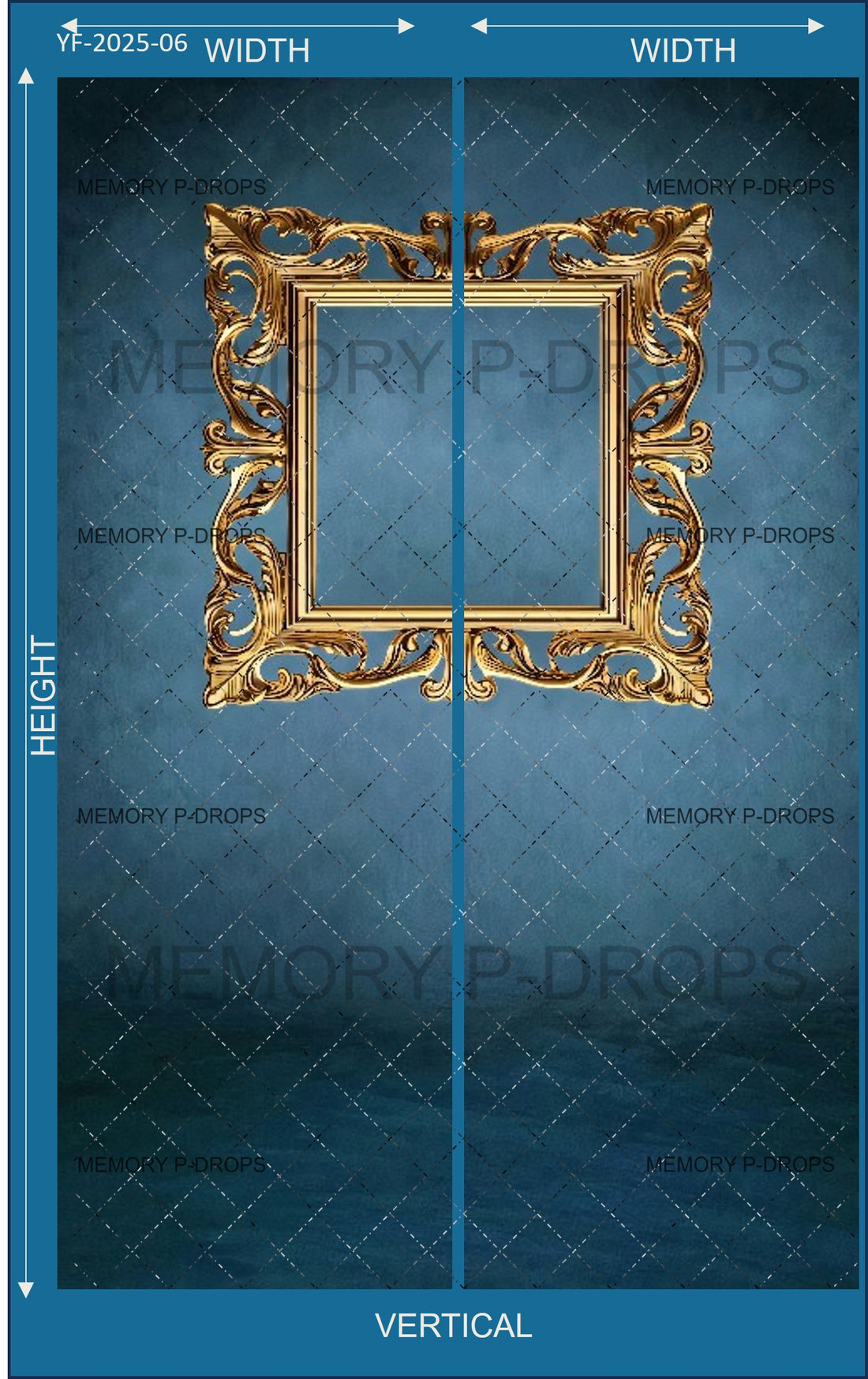 BLUE RECTANGLE PHOTO FRAME PRINTED BACKDROP