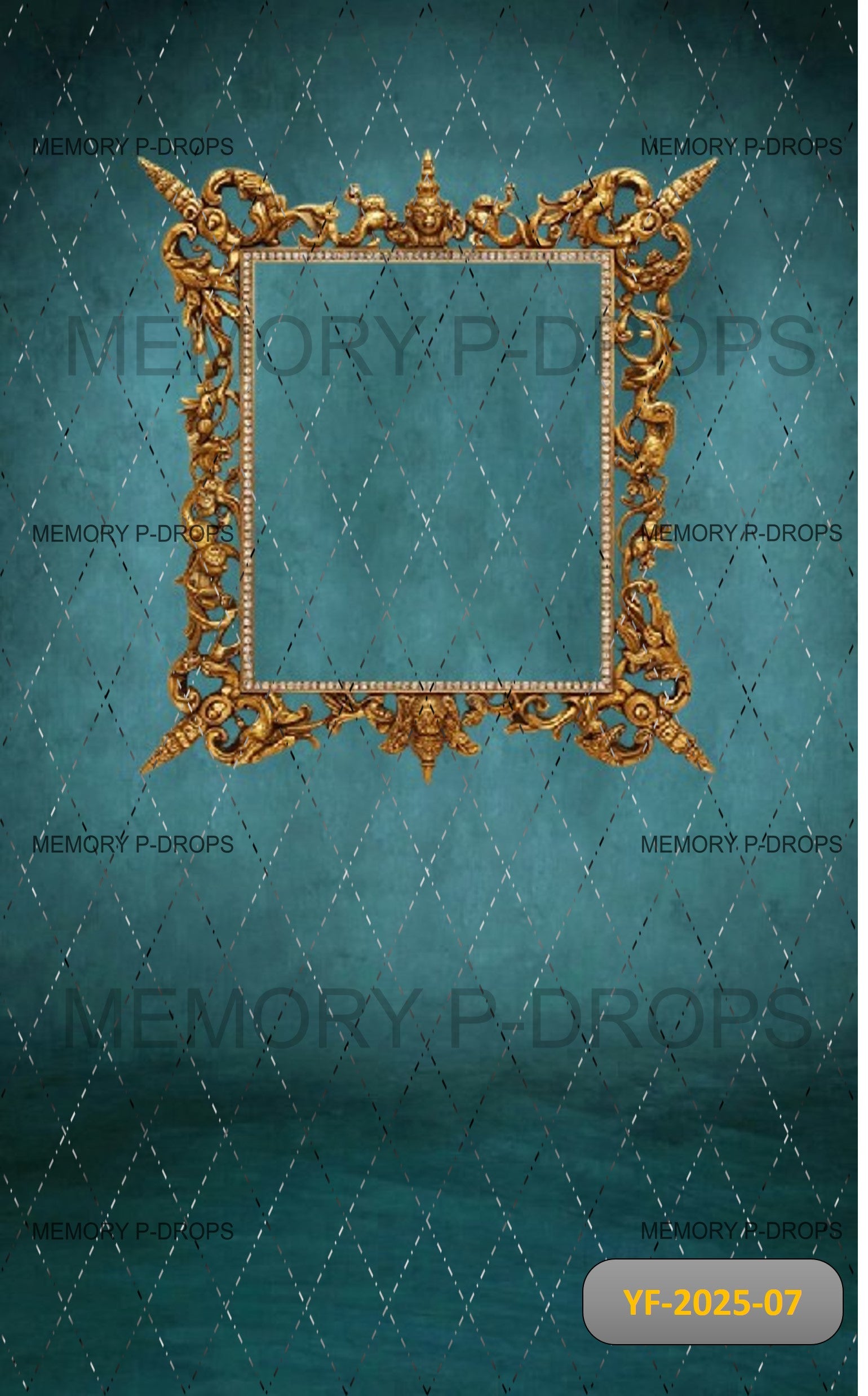 Green Rectangle Photo Frame Printed Backdrop