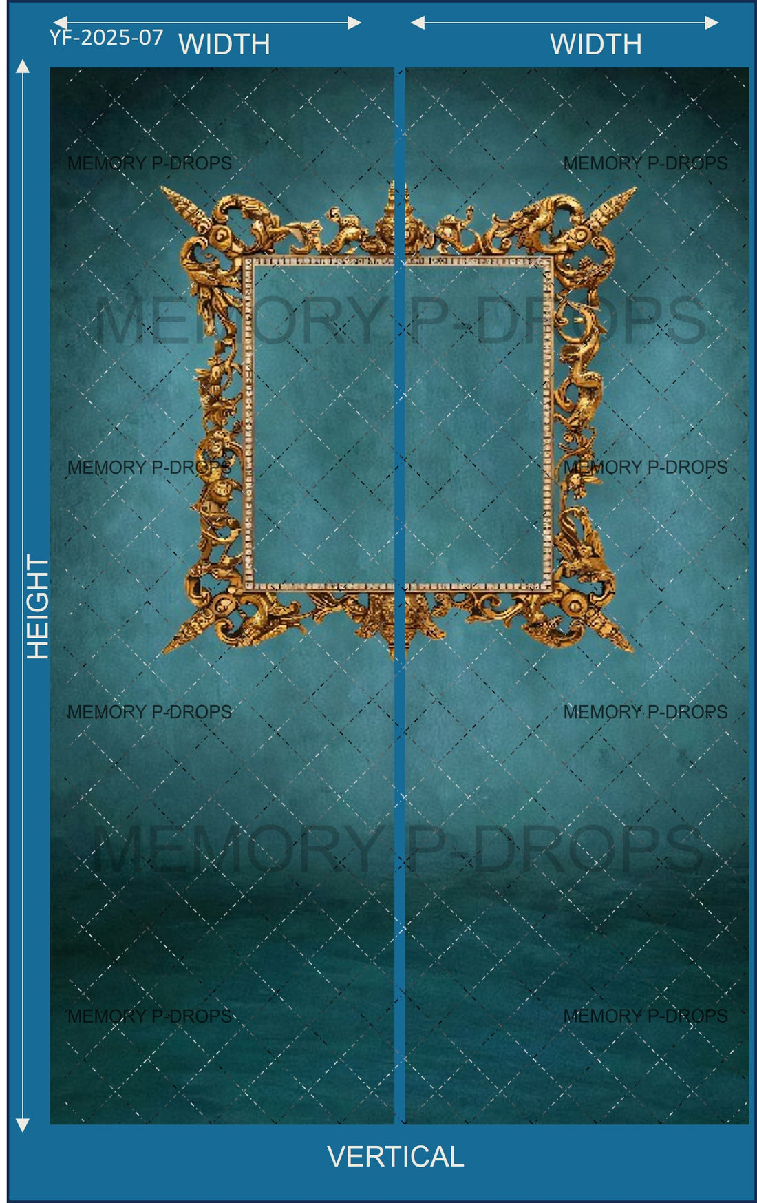 GREEN RECTANGLE PHOTO FRAME PRINTED BACKDROP