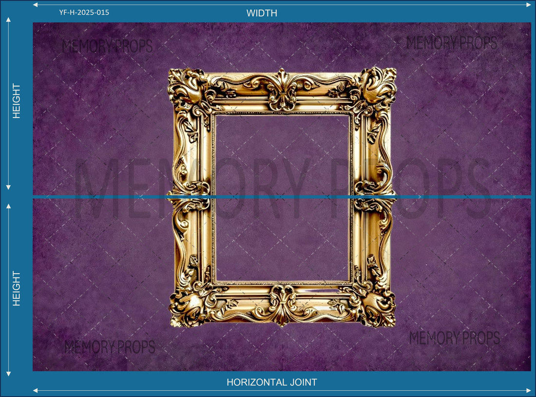 PURPLE ORNAMENTE GOLD PHOTO FRAME PRINTED BACKDROP