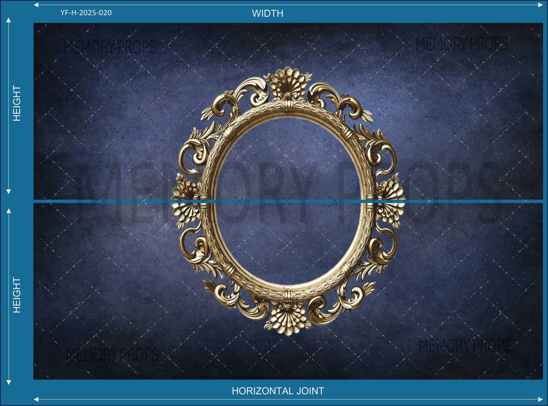 FRENCH ORNATE GOLD PHOTO FRAME PRINTED BACKDROP