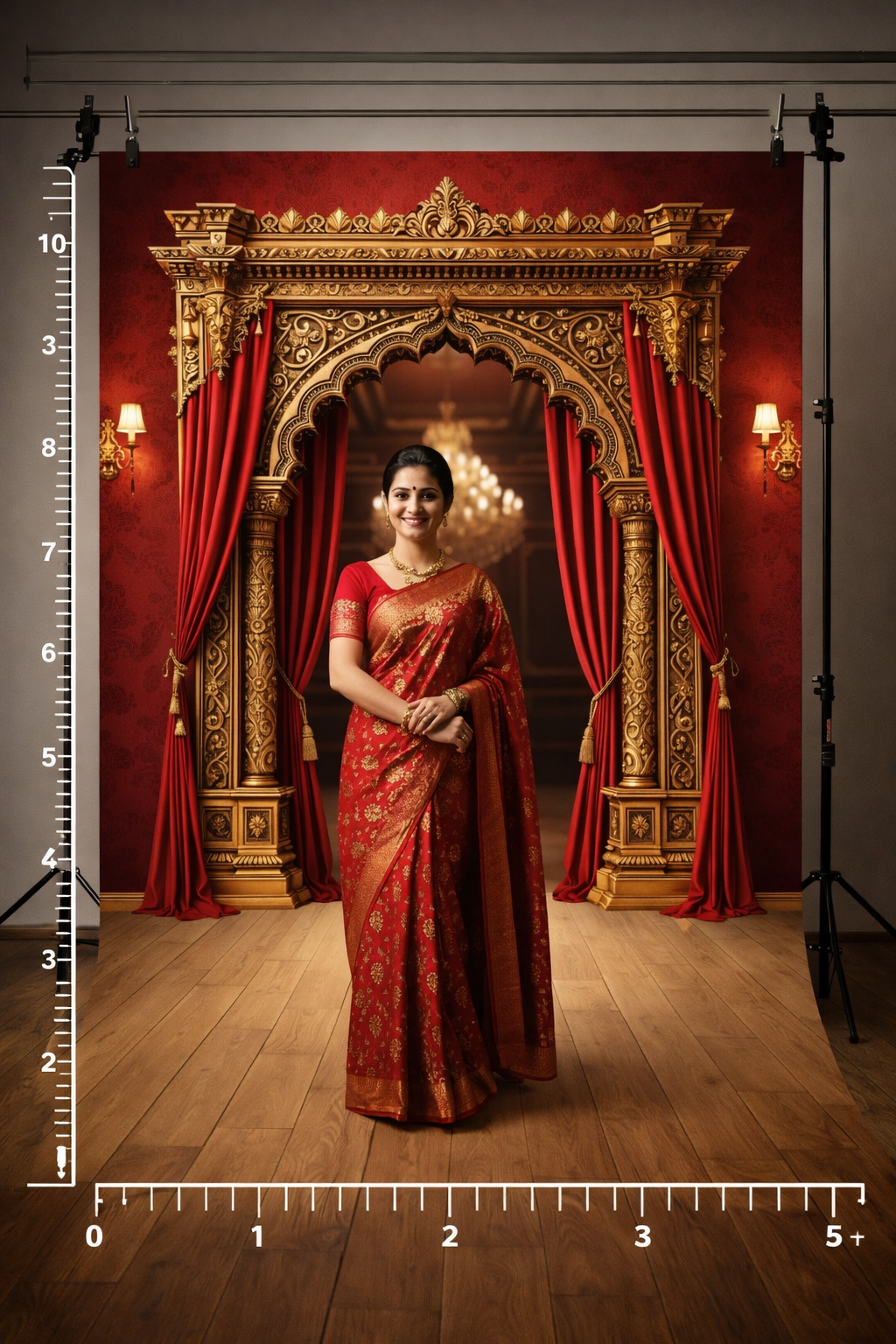 RED VELVET MUGHAL ARCH - PRINTED BACKDROP